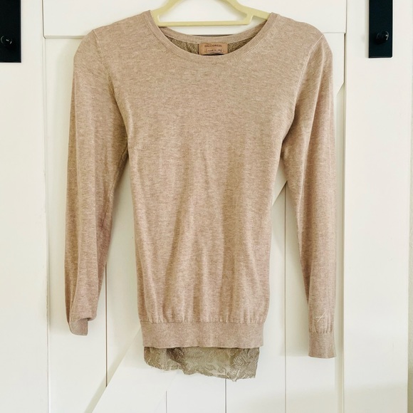 Falconeri Made in Italy Tan Sweater with Lace and bow tie back - Picture 2 of 6